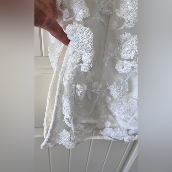 Lulus Size XS Glamorous Spectacle White Sequin Bodice Dress Bachelorette - Picture 8 of 10